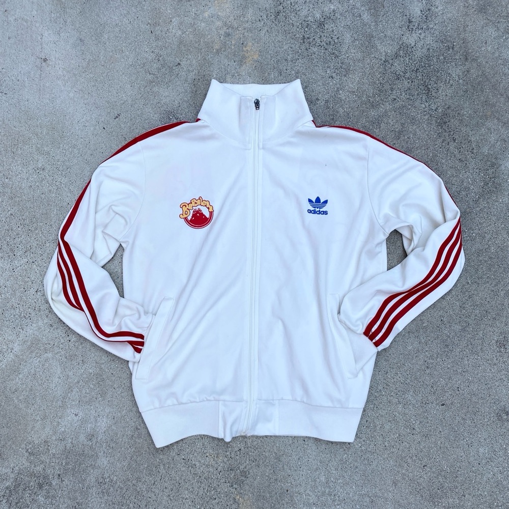 Adidas White Track Jacket with Barcelona Back Design (Rare Edition)